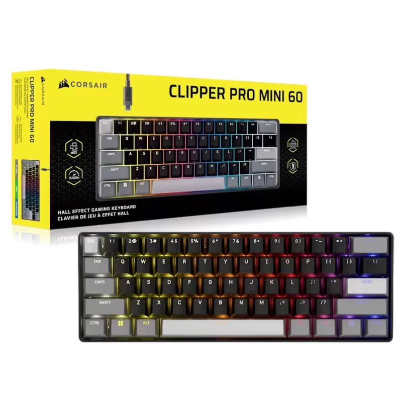Gaming Keyboard Corsair Clipper Pro Mini 60 Hall Effect black