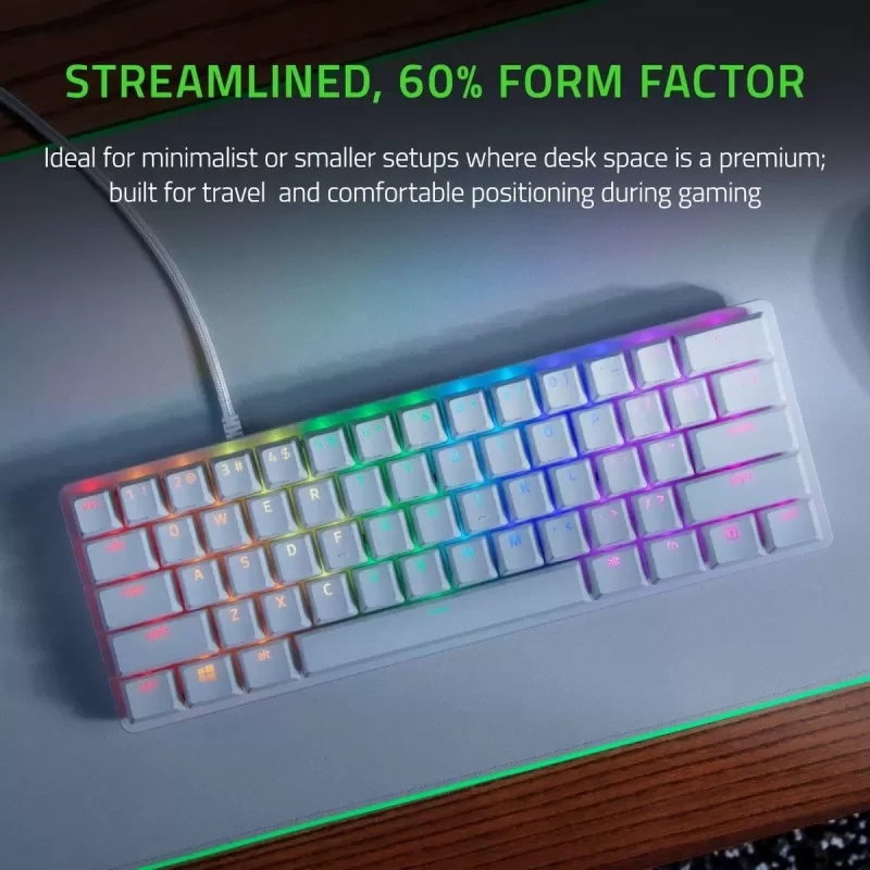 מקלדת גיימינג RAZER Huntsman Mini - Linear Optical Switch - US - Mercury צבע לבן