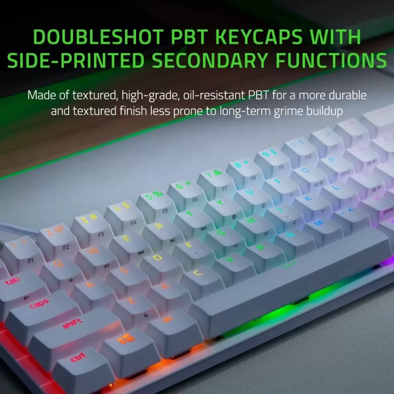 מקלדת גיימינג RAZER Huntsman Mini - Linear Optical Switch - US - Mercury צבע לבן