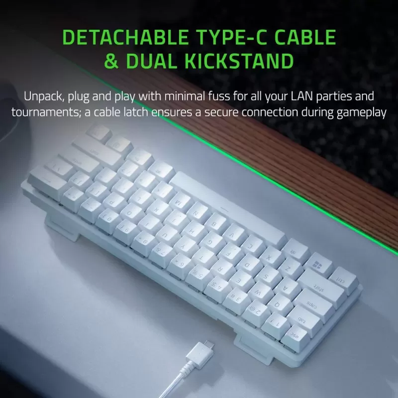 מקלדת גיימינג RAZER Huntsman Mini - Linear Optical Switch - US - Mercury צבע לבן