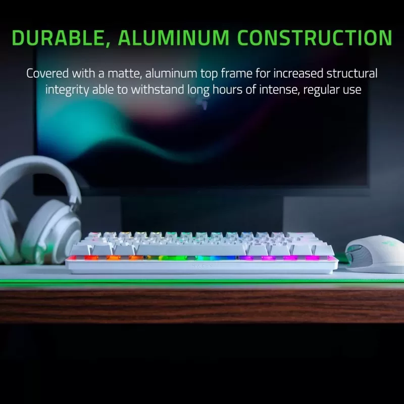 מקלדת גיימינג RAZER Huntsman Mini - Linear Optical Switch - US - Mercury צבע לבן