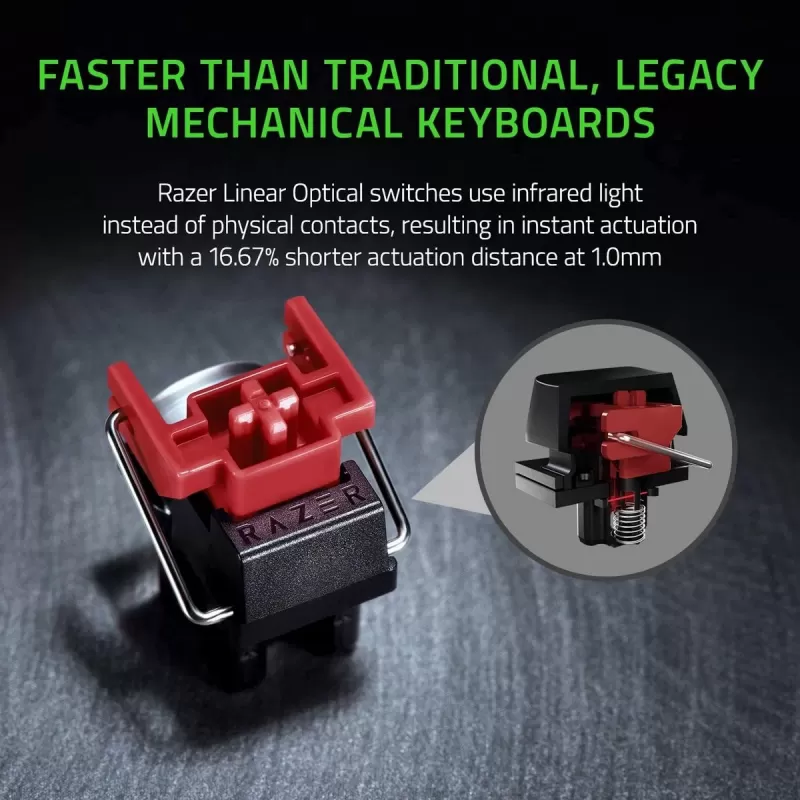 מקלדת גיימינג RAZER Huntsman Mini - Linear Optical Switch - US - Mercury צבע לבן