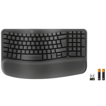 Ergonomic wireless keyboard Logitech Wave Keys Color:black