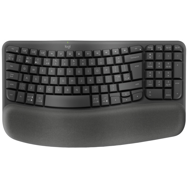 Ergonomic wireless keyboard Logitech Wave Keys Color:black