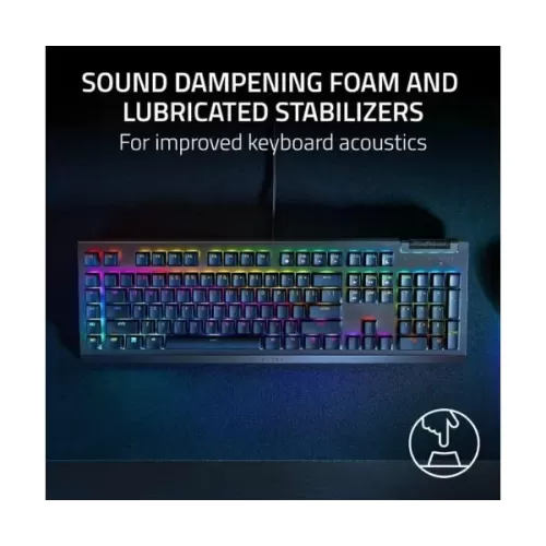 מקלדת גיימינג RAZER BlackWidow V4 X Green Mechanical Switch צבע שחור