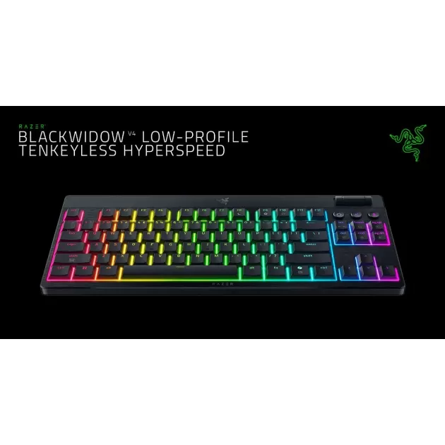 מקלדת גיימינג אלחוטית RAZER BLACKWIDOW V4 LOW-PROFILE TENKEYLESS HYPERSPEED