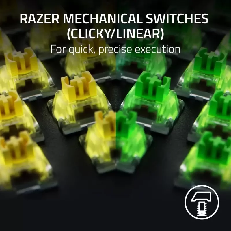 מקלדת גיימינג RAZER BlackWidow V4 Green Switch שחור