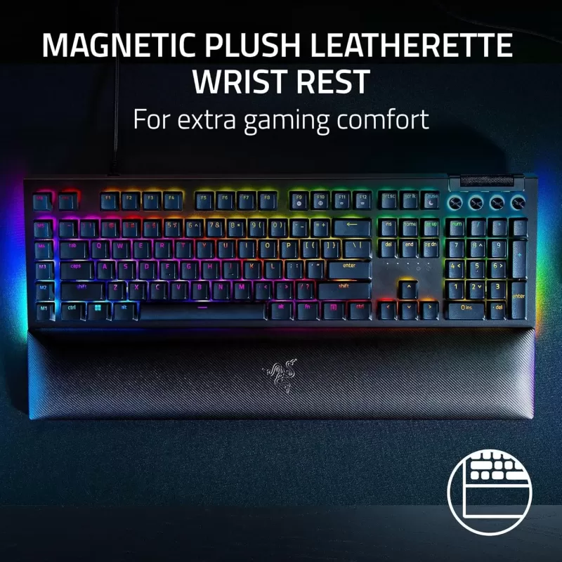 מקלדת גיימינג RAZER BlackWidow V4 Green Switch שחור