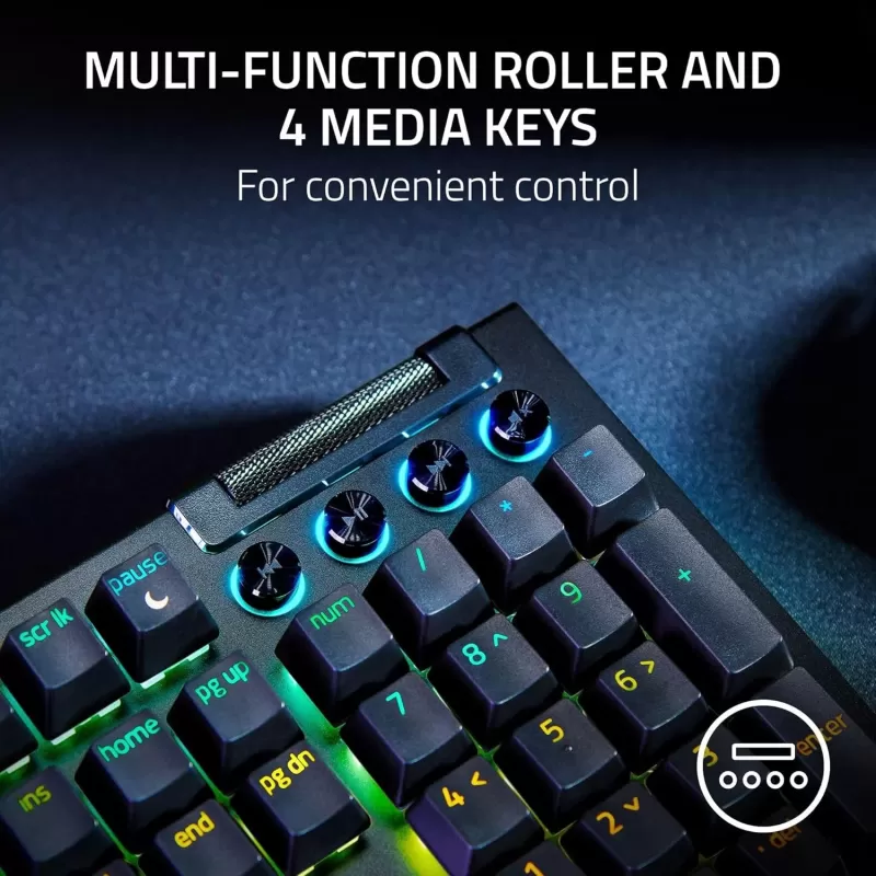 מקלדת גיימינג RAZER BlackWidow V4 Green Switch שחור