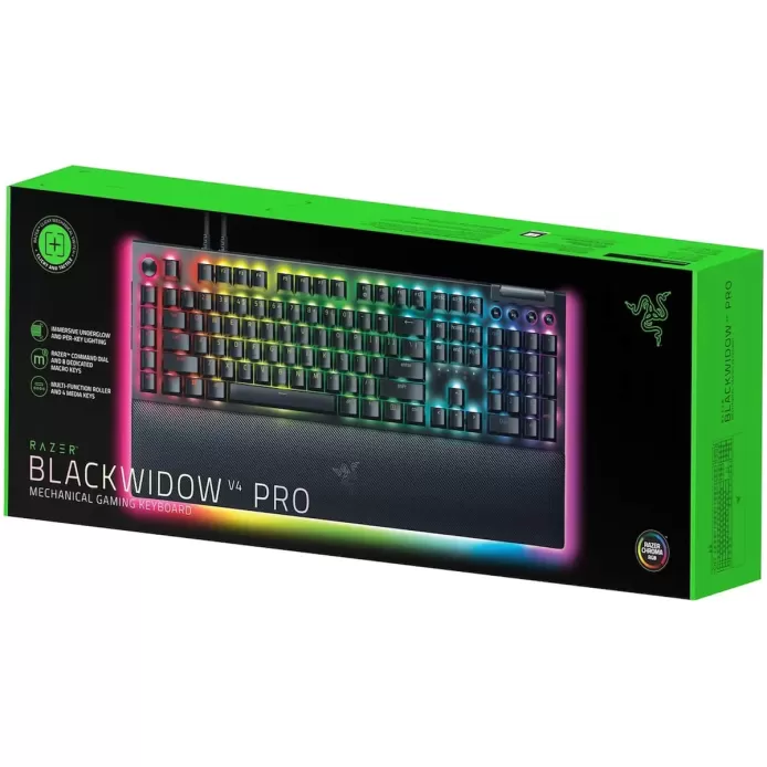 מקלדת גיימינג RAZER BlackWidow V4 Pro Yellow Switch Keyboard Black צבע שחור