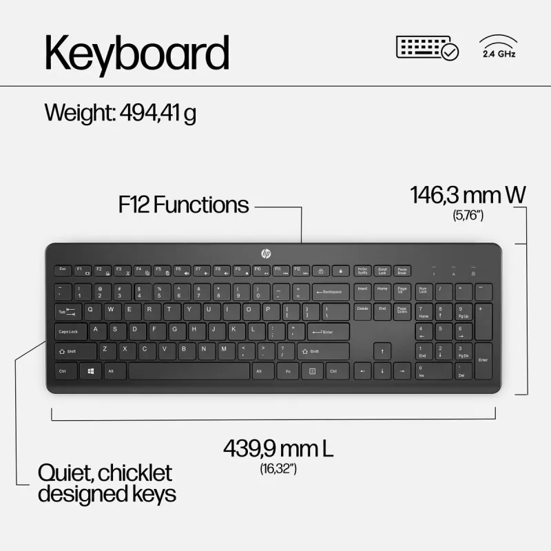 Комплект Беспроводной Клавиатуры и Мыши HP 230 Wireless Mouse and Keyboard Combo 3L1F0AA Комплект Беспроводной Клавиатуры и Мыши HP 230 Wireless Mouse and Keyboard Combo 3L1F0AA