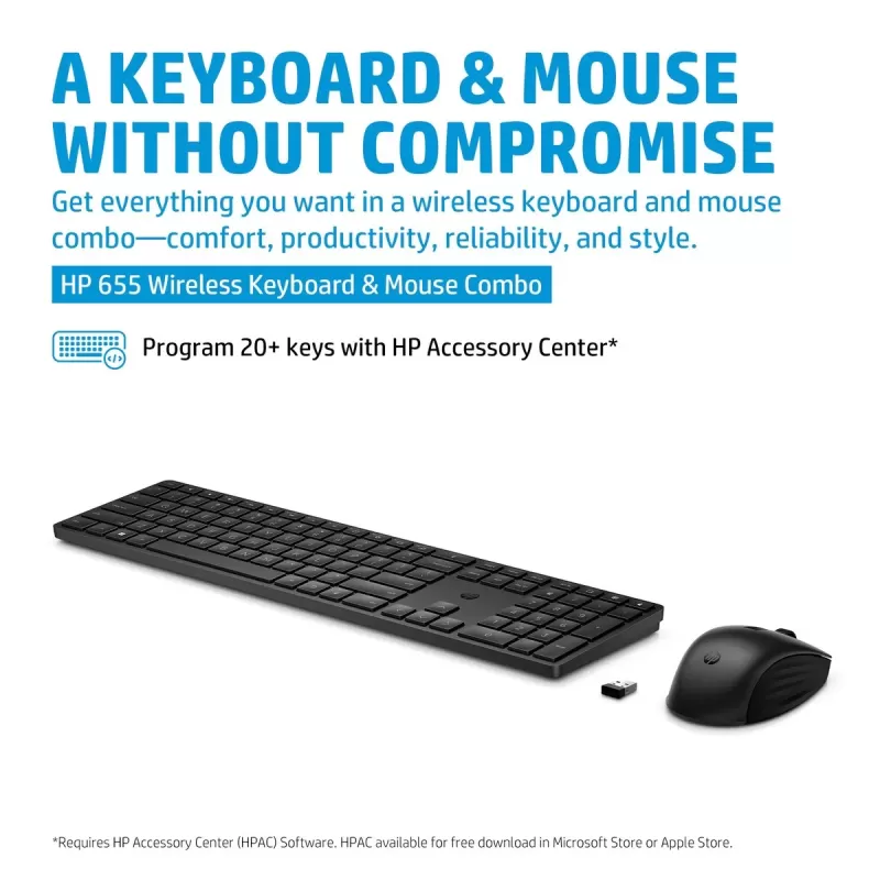 Комплект Беспроводной Клавиатуры и Мыши HP 655 Wireless Keyboard and Mouse Combo HE (Bulk Qty.10) black 4R009A6 Комплект Беспроводной Клавиатуры и Мыши HP 655 Wireless Keyboard and Mouse Combo HE (Bulk Qty.10) black 4R009A6