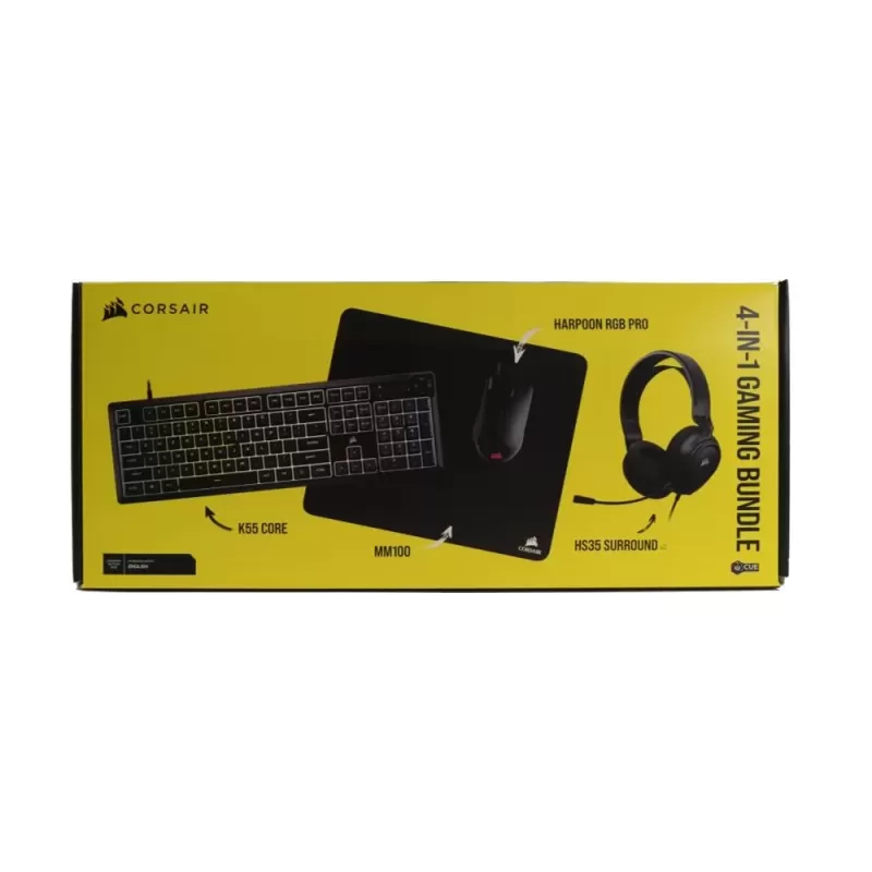 חבילת גיימינג Corsair Harpoon RGB Pro / HS35 Surround / MH100 / K55 CORE CH-9226F65-NA צבע שחור
