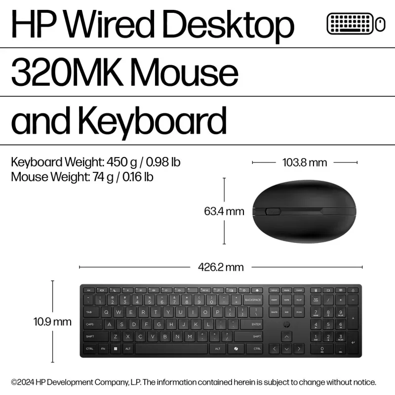 Комплект Клавиатура + Мышь HP 320MK Wired Combo HE 9SR36UT Комплект Клавиатура + Мышь HP 320MK Wired Combo HE 9SR36UT