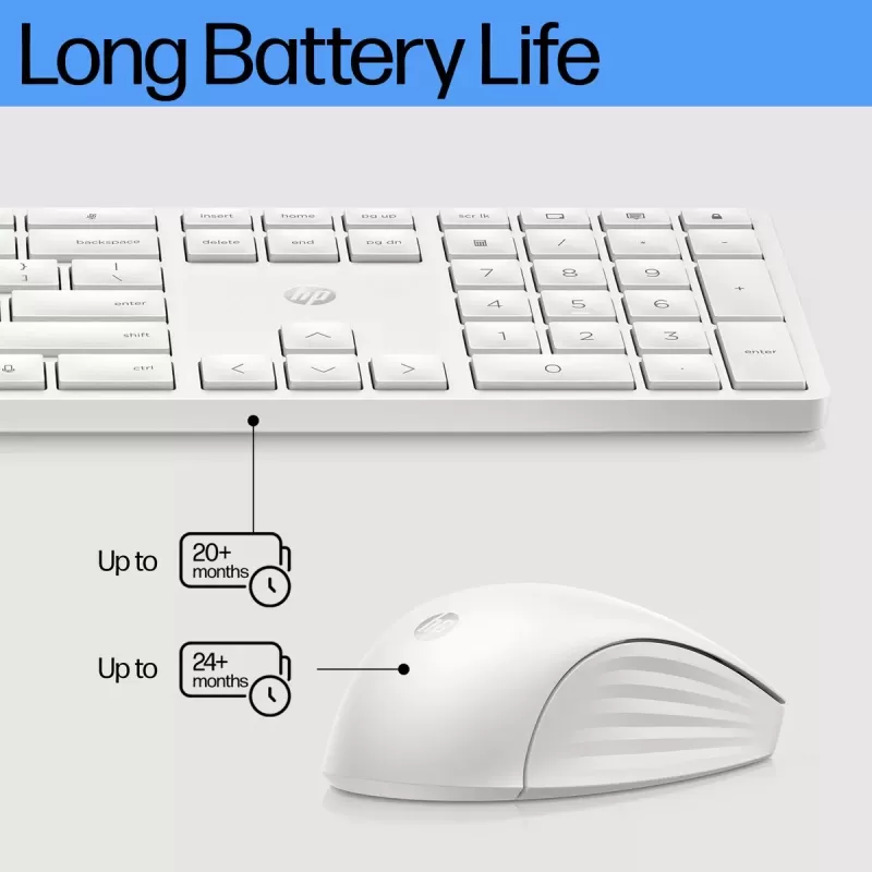 סט מקלדת ועכבר HP 655 Wireless Keyboard & Mouse Combo HE לבן 860P8AA