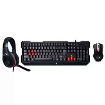 Специальный Игровой Набор: Клавиатура + Мышь + Наушники (Проводные) Genius KMH-200 русский 31280230109-R Цвет:чёрный