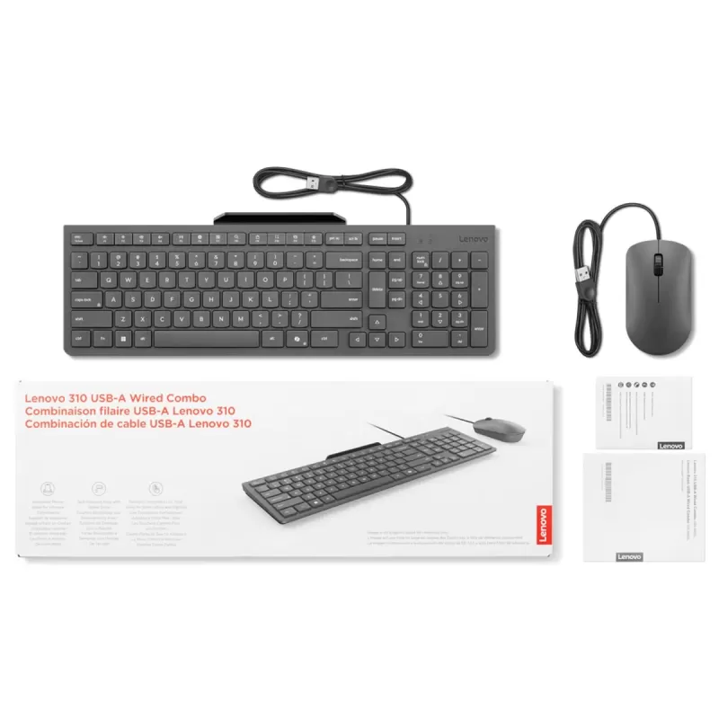Проводная Клавиатура и Мышь Lenovo 310 USB-A Wired Combo Hebrew GX31R09784