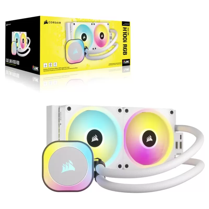 קירור נוזלי Corsair iCUE LINK H100i RGB - לבן 240mm קירור נוזלי Corsair iCUE LINK H100i RGB - לבן 240mm