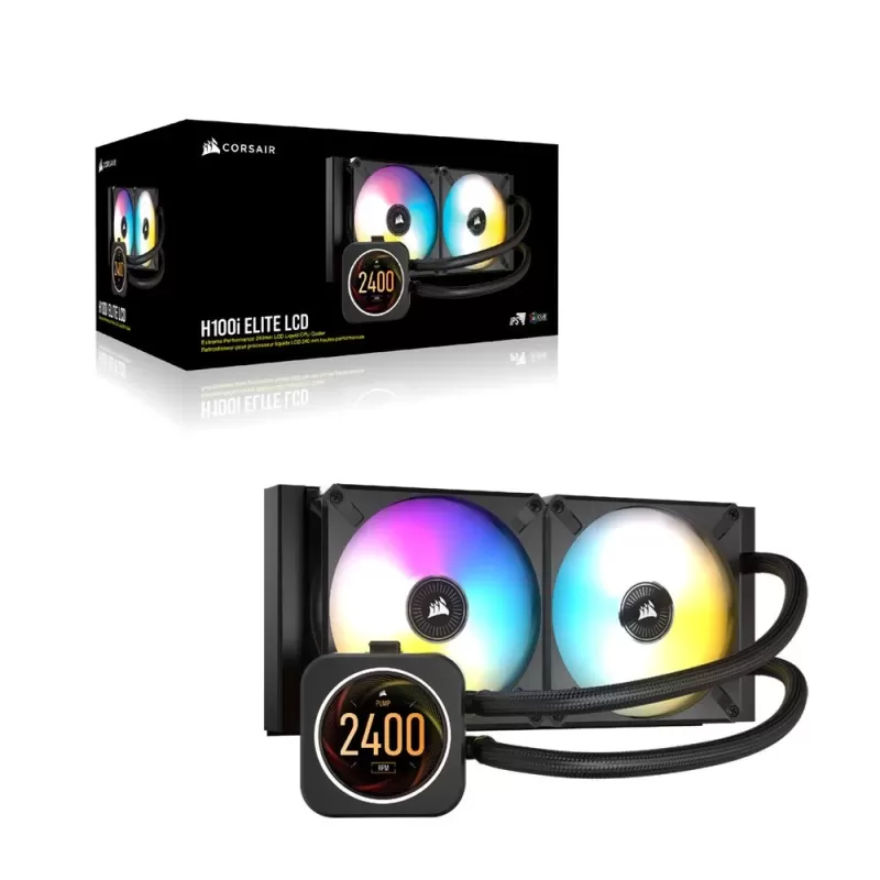 Жидкостное охлаждение Corsair iCUE H100i ELITE LCD 240mm Цвет:чёрный