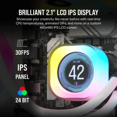קירור נוזלי Corsair iCUE LINK H150i LCD Liquid CPU Cooler, לבן 360mm קירור נוזלי Corsair iCUE LINK H150i LCD Liquid CPU Cooler, לבן 360mm