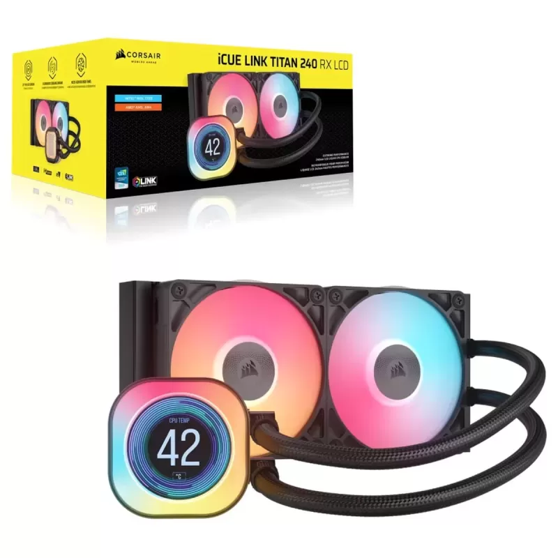 Liquid cooling Corsair iCUE LINK TITAN 240 RX LCD AIO 240mm Color:black Liquid cooling Corsair iCUE LINK TITAN 240 RX LCD AIO 240mm Color:black