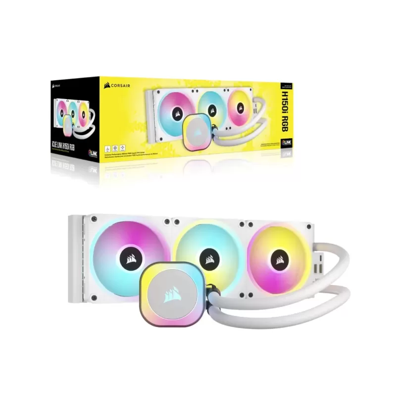 קירור נוזלי Corsair iCUE LINK H150i RGB - לבן 360mm