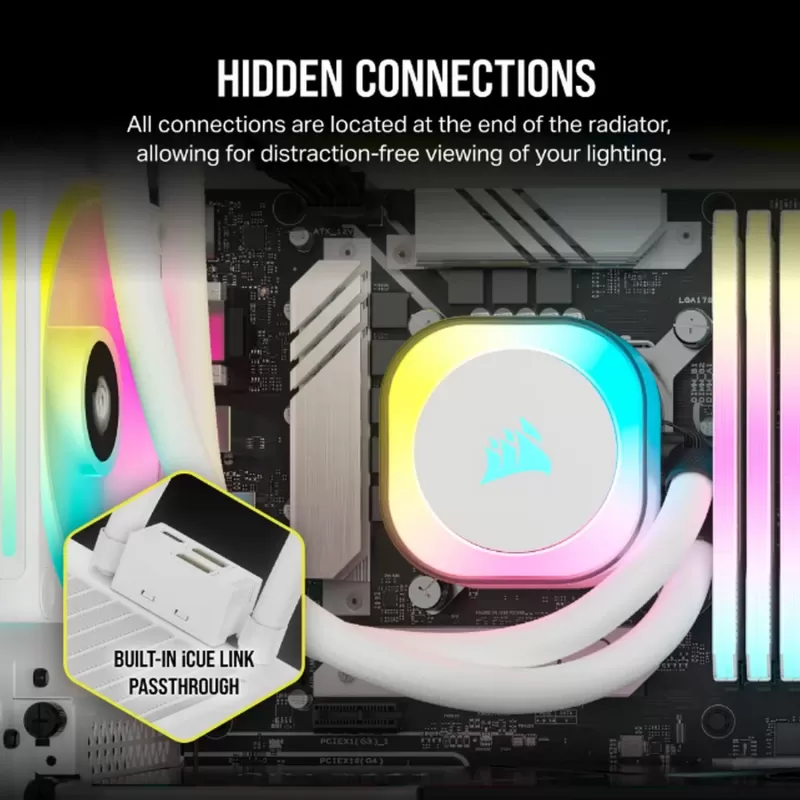 קירור נוזלי Corsair iCUE LINK H150i RGB - לבן 360mm