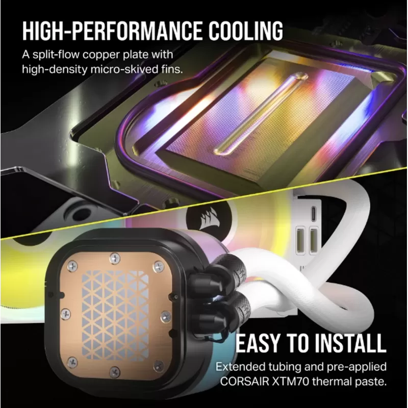 קירור נוזלי Corsair iCUE LINK H150i RGB - לבן 360mm