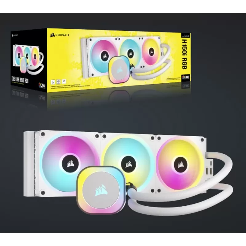 קירור נוזלי Corsair iCUE LINK H150i RGB - לבן 360mm