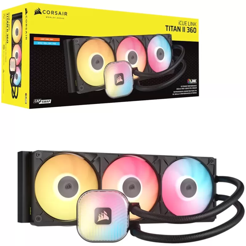 Liquid cooling Corsair iCUE LINK TITAN II 360 RX RGB AIO Black 360mm Color:black