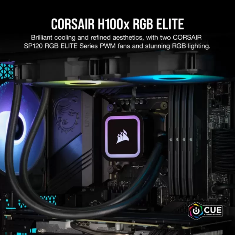Liquid cooling Corsair iCUE H100x RGB ELITE 240mm Color:black