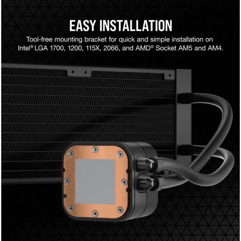 Liquid cooling Corsair iCUE H100x RGB ELITE 240mm Color:black
