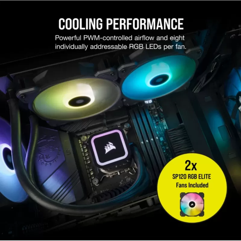 Liquid cooling Corsair iCUE H100x RGB ELITE 240mm Color:black