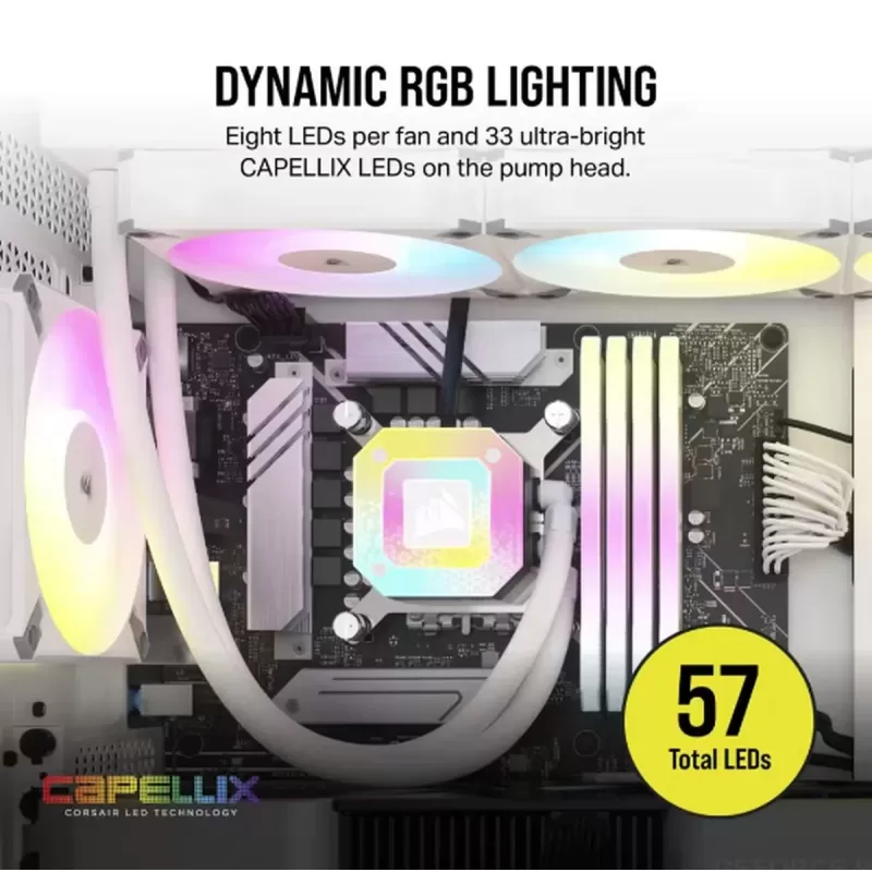 Liquid cooling Corsair iCUE H150i ELITE CAPELLIX XT 360mm Color:white Liquid cooling Corsair iCUE H150i ELITE CAPELLIX XT 360mm Color:white