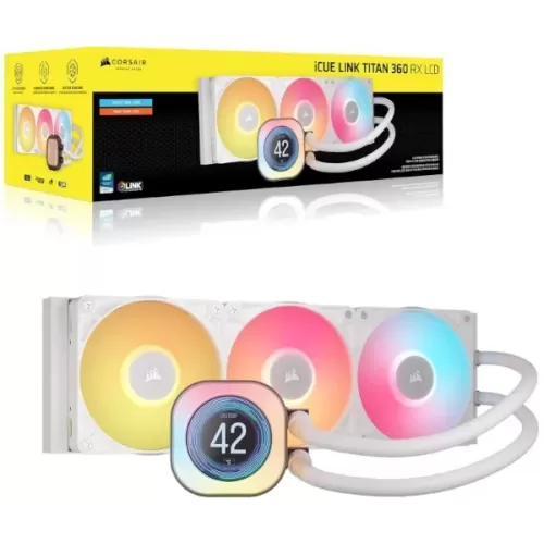קירור נוזלי Corsair iCUE LINK TITAN 360 RX LCD AIO לבן 360mm קירור נוזלי Corsair iCUE LINK TITAN 360 RX LCD AIO לבן 360mm