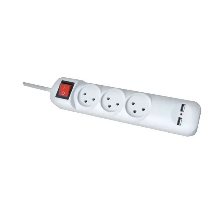 Разветвитель Питания Luggar 3Way Power Extension Cable with Dual USB Ports XS-MS-31-USB Цвет:белый