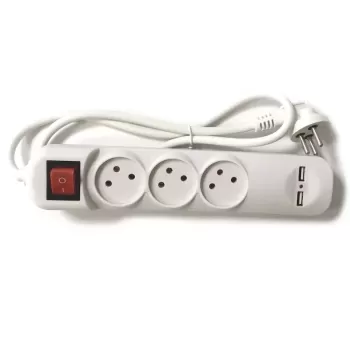 מפצל חשמל Luggar 3Way Power Extension Cable with Dual USB Ports XS-MS-31-USB צבע לבן
