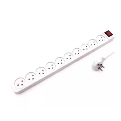 10-outlet power splitter with switch and extension cord Luggar 10 Power Multi Soket 1.5x3mm 3m + power switch XS-MS-103 Color:white