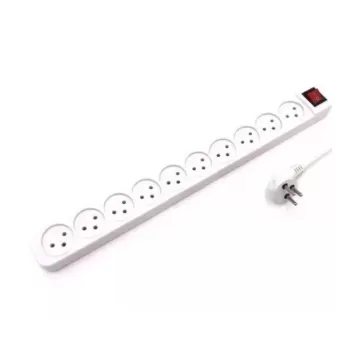 10-outlet power splitter with switch and extension cord Luggar 10 Power Multi Soket 1.5x3mm 3m + power switch XS-MS-103 Color:white