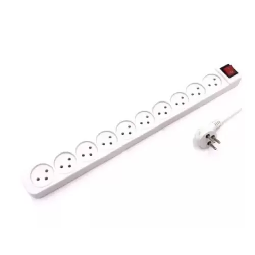 10-outlet power splitter with switch and extension cord Luggar 10 Power Multi Soket 1.5x3mm 3m + power switch XS-MS-103 Color:white