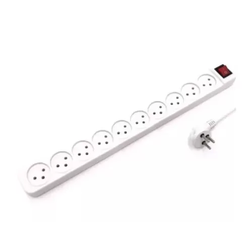 Электрический разветвитель на 10 розеток с удлинителем Luggar 10 Power Multi Soket 1.5x3mm 1m + power swith XS-MS-101 Цвет:белый