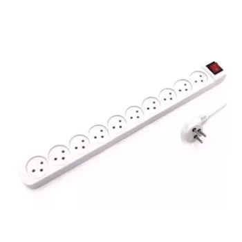 10-outlet power splitter with extension cord Luggar 10 Power Multi Soket 1.5x3mm 1m + power swith XS-MS-101 Color:white