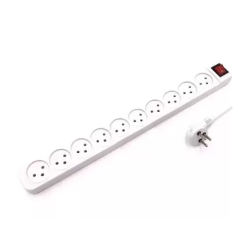 Электрический разветвитель на 10 розеток с удлинителем Luggar 10 Power Multi Soket 1.5x3mm 1m + power swith XS-MS-101 Цвет:белый