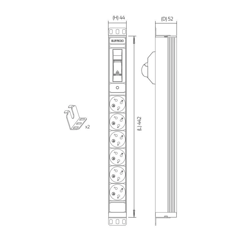 מפצל מתח PDU 6 Ports PDU ISR 3Pin Saeconn with MCB PDU-6-S