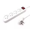 רב שקע Luggar 4 Power Multi Soket 1.5x3mm 1m + power swith XS-MS-41 צבע לבן