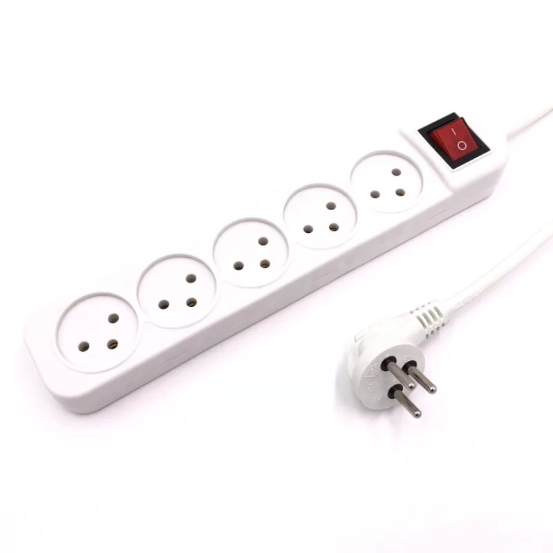 רב שקע Luggar 4 Power Multi Soket 1.5x3mm 1m + power swith XS-MS-41 צבע לבן