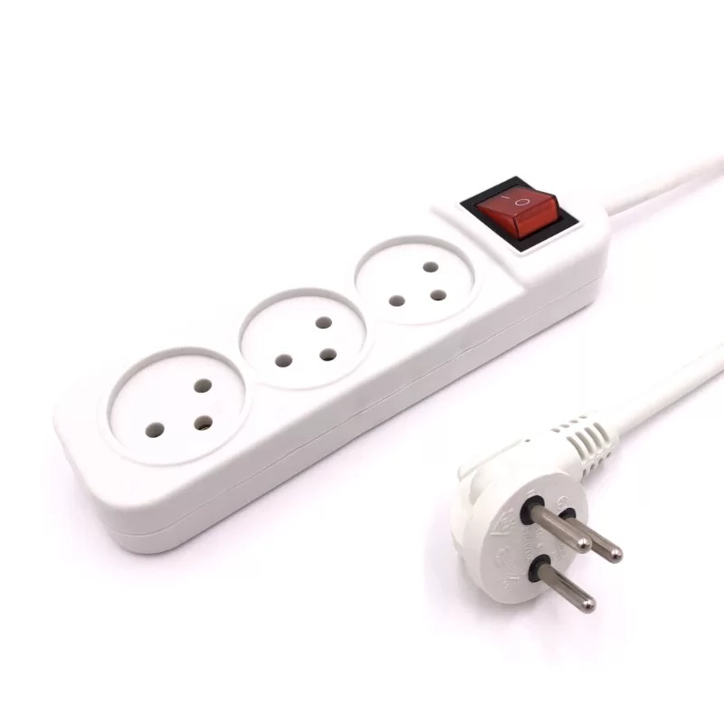 רב שקע Luggar 4 Power Multi Soket 1.5x3mm 1m + power swith XS-MS-41 צבע לבן