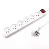 רב שקע Luggar 4 Power Multi Soket 1.5x3mm 1m + power swith XS-MS-41 צבע לבן