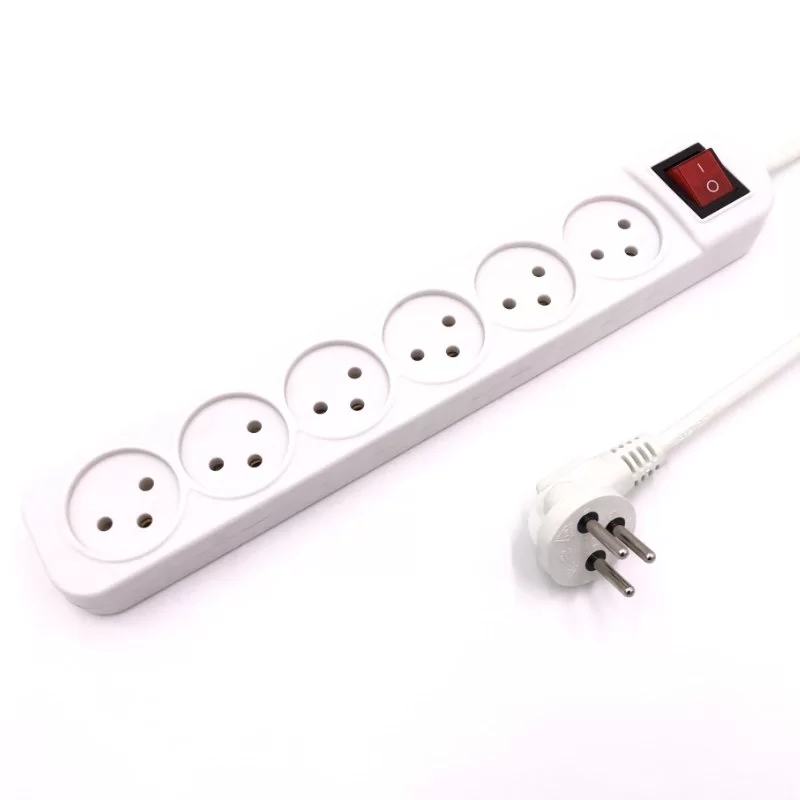 רב שקע Luggar 4 Power Multi Soket 1.5x3mm 1m + power swith XS-MS-41 צבע לבן