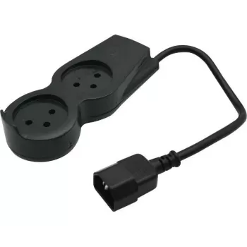 מפצל שני שקעים מיציאת אל פסק Two-outlet splitter from an uninterruptible power outlet צבע שחור
